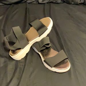 These are some semi platform sandals. Slip on and slip off with ease.